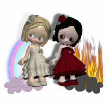 angel and devil cutie girls photo cutouts
