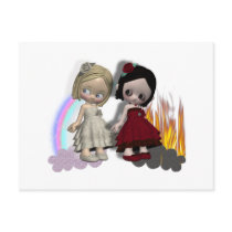 angel and devil cutie girls postcards