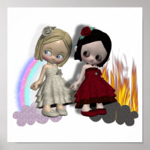 angel and devil cutie girls print