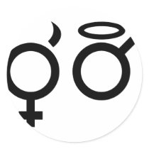 angel and devil icon round stickers