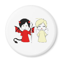 Angel and devil fridge magnets