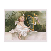 "Angel and Harp" Vintage Post Card