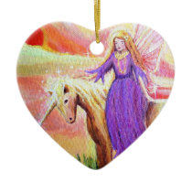Angel and Unicorn Art Ornament ornaments