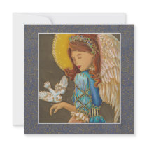 Angel and White Dove Christmas Card Invitation
