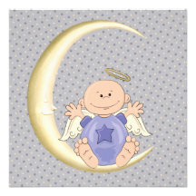 Angel Baby Boy Shower Custom Invitations
