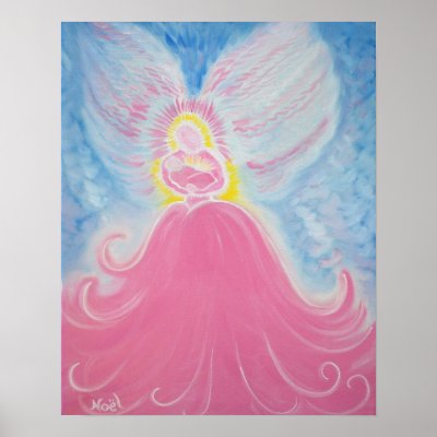 Angel & Baby - Pink Print by NoelCornelia