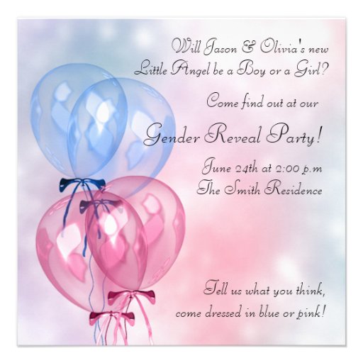 Angel Balloons African American Gender Reveal Part Invitations