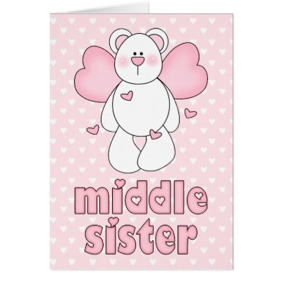 Angel Bear Middle Sister Greeting Cards by Kewlkids