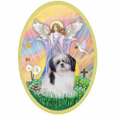 Angel Blessing a Shih Tzu (black and white) Photo Cutouts by dogartgifts
