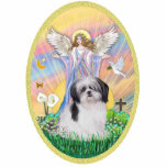 Angel Blessing a Shih Tzu (black and white) photo sculptures