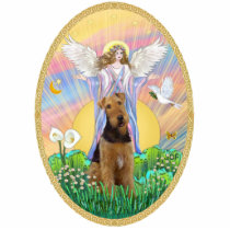 Angel Blessing an Airedale Photo Sculpture