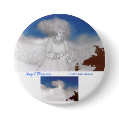 Angel Blessing Round Button Pin by skywatcher