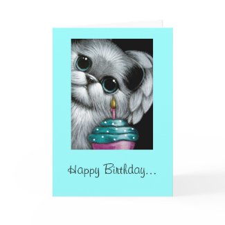 ANGEL CAT BIRTHDAY CUPCAKE Card card