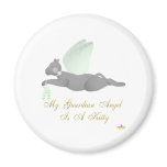 Angel Cat Dark Gray Green Roses Guardian Angel Kit Magnets