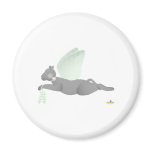 Angel Cat Dark Gray Green Roses Fridge Magnet
