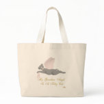 Angel Cat Dark Gray Pink Roses Guardian Angel Kitt Tote Bags