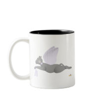 Angel Cat Dark Gray Purple Roses mugs