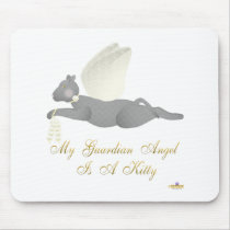 Angel Cat Dark Gray Yellow Roses Guardian Angel Ki mousepads
