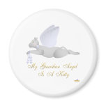 Angel Cat Light Gray Blue Roses Guardian Angel Kit Refrigerator Magnet