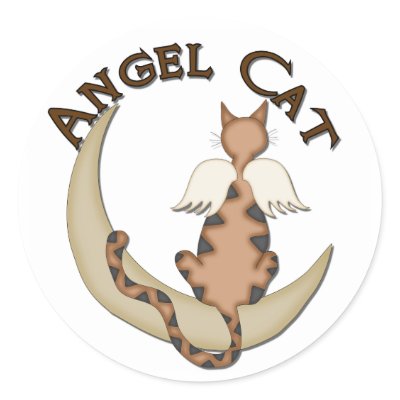 Angel Cat Sticker by Peacock_Cards
