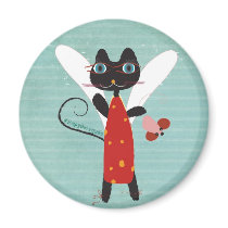 Angel circus mouse red dress dots blue magnet by Rupydetequila Angel circus mouse red dress dots blue magnet