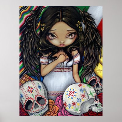 Angel de los Muertos Art Print day of the dead by strangeling