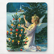 Angel Decorating Christmas Tree 2 Mousepads