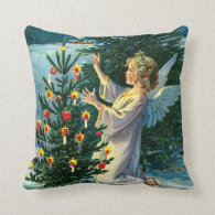Angel Decorating Christmas Tree 2 Pillow