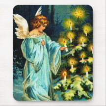 Angel Decorating Christmas Tree Mousepad