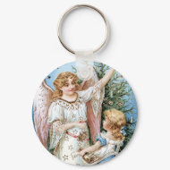 Angel Decorating the Tree keychain