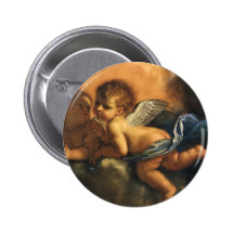 Angel detail, Patron Saints of Modena by Guercino Buttons