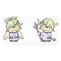 angel-devil!  Customizable! Picture Card