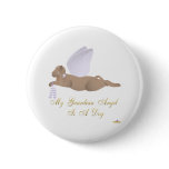 Angel Dog Brown Purple Roses Guardian Angel Dog Button