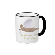 Angel Dog Brown Purple Roses Guardian Angel Puppy Mugs