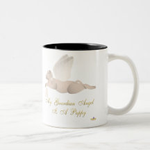 Angel Dog Tan Orange Roses Guardian Angel Puppy Coffee Mugs