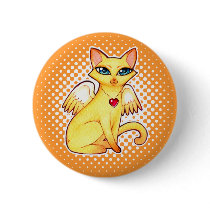 Angel Fairy Kitty Cat fantasy art - CUSTOM COLORS Pinback Buttons