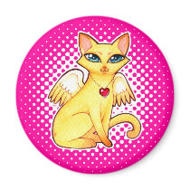 Angel Fairy Kitty Cat Fantasy Art - CUSTOM COLORS Refrigerator Magnet