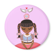 Angel Girl (Afro) magnets