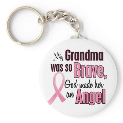 Angel GRANDMA Breast Cancer T-Shirts & Apparel Key Chains by awarenessgifts