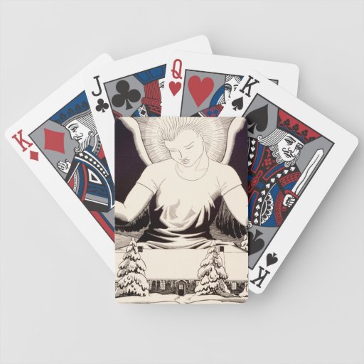 Angel Halo Peace On Earth Cottage Snow Winter Playing Cards Zazzle