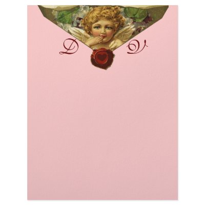 ANGEL HEART WAX SEAL Monogram Pink Letterhead Design by bulgan_lumini