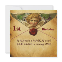 ANGEL HEART WAX SEAL PARCHMENT First Birthday Invites