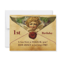 ANGEL HEART WAX SEAL PARCHMENT First Birthday Custom Invites