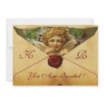 ANGEL HEART WAX SEAL PARCHMENT MONOGRAM PERSONALIZED INVITATIONS