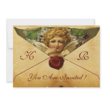 ANGEL HEART WAX SEAL PARCHMENT MONOGRAM PERSONALIZED INVITATIONS