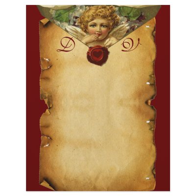 ANGEL HEART WAX SEAL PARCHMENT Monogram Personalized Letterhead by bulgan_lumini