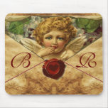 ANGEL HEART WAX SEAL PARCHMENT Monogram Mousepads