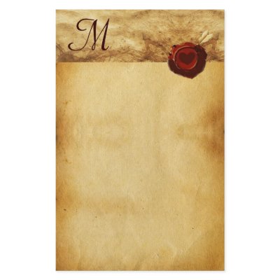ANGEL HEART WAX SEAL PARCHMENT Monogram Custom Stationery by bulgan_lumini