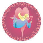ANGEL HEARTS by SHARON SHARPE Round Stickers