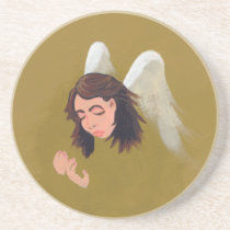 Angel help assistance caring original art painting coasters